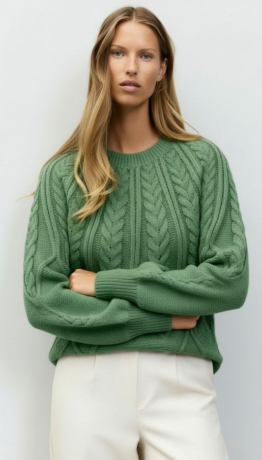 Women's Cable Knit Raglan Sleeve Sweater – Sutton James