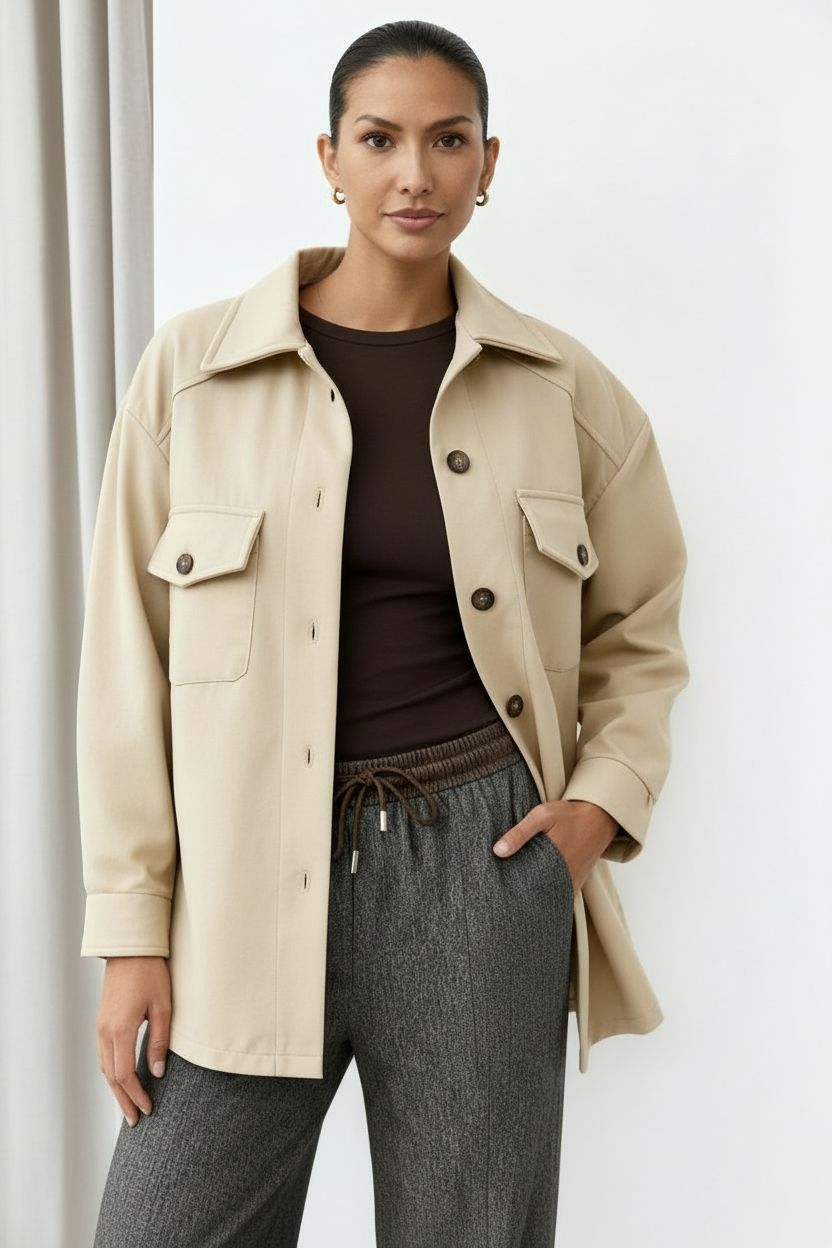 Women's Oversized Button-Down Shirt Jacket – Sutton James