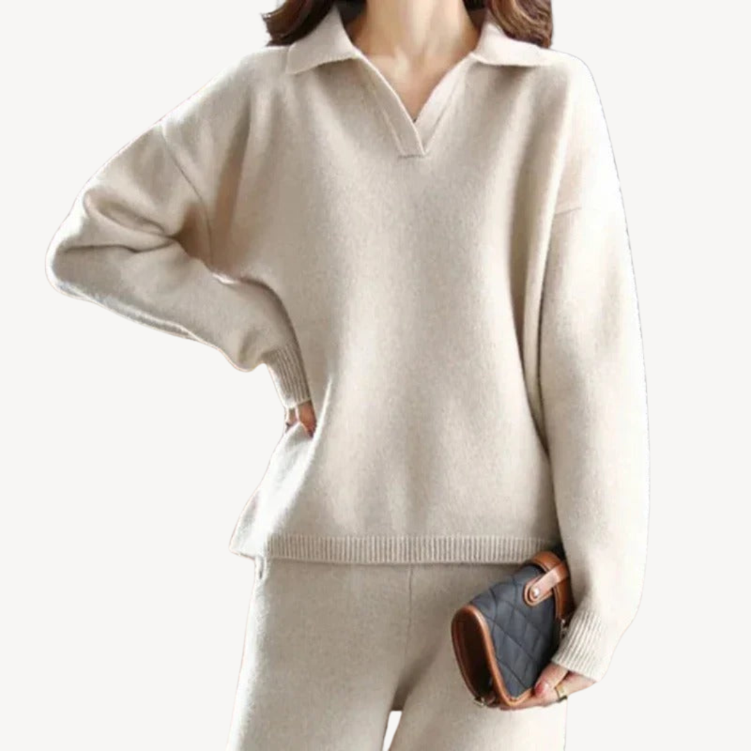 Casual Polo Knit Sweater Set for Women Sutton James