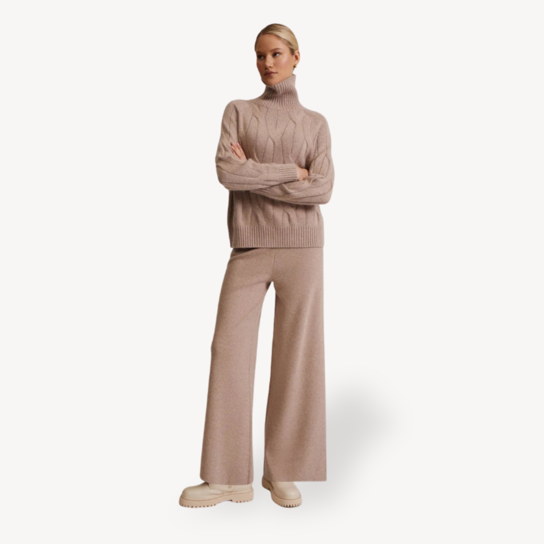 Cable Knit Sweater and Pants Set Sutton James