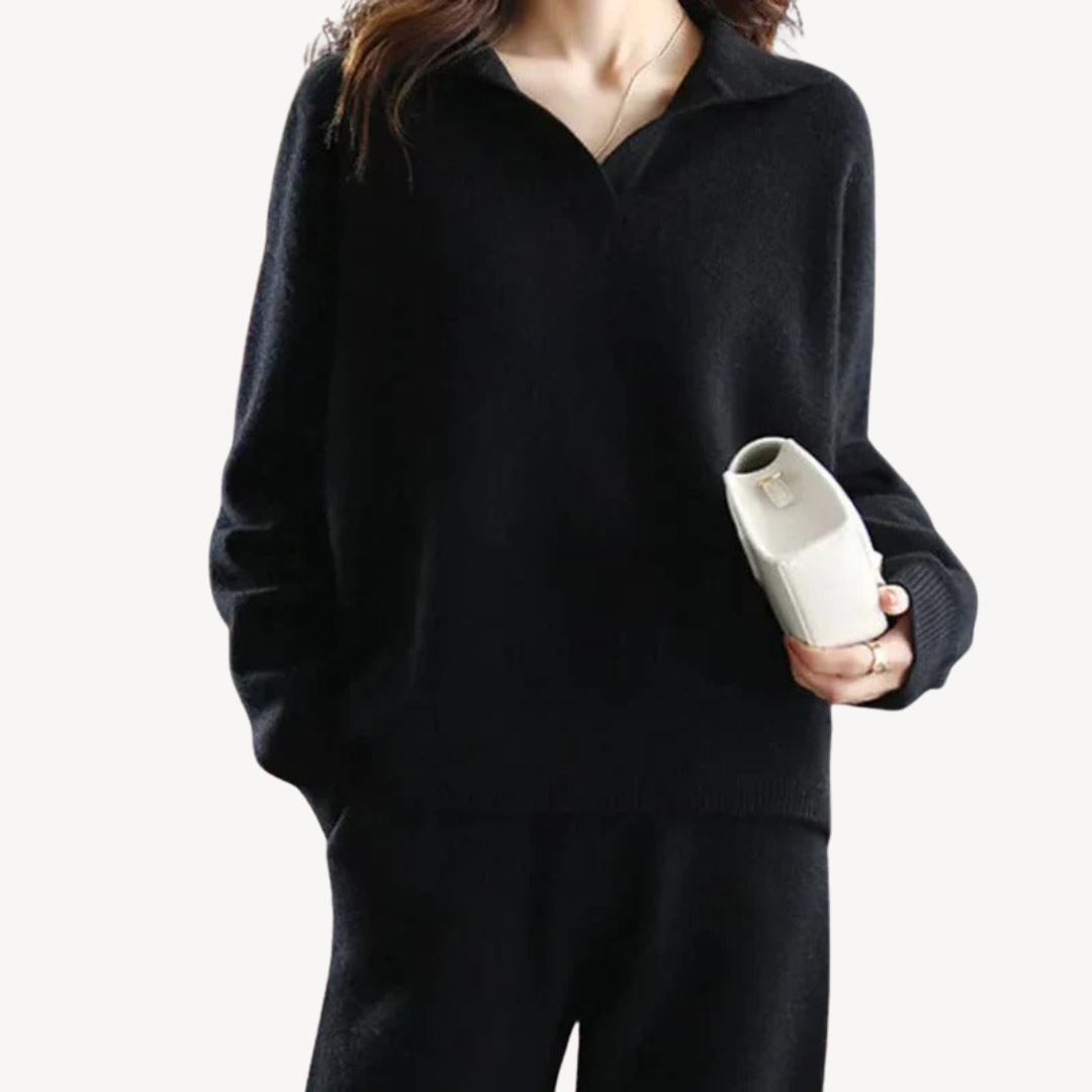 Casual Polo Knit Sweater Set for Women Sutton James