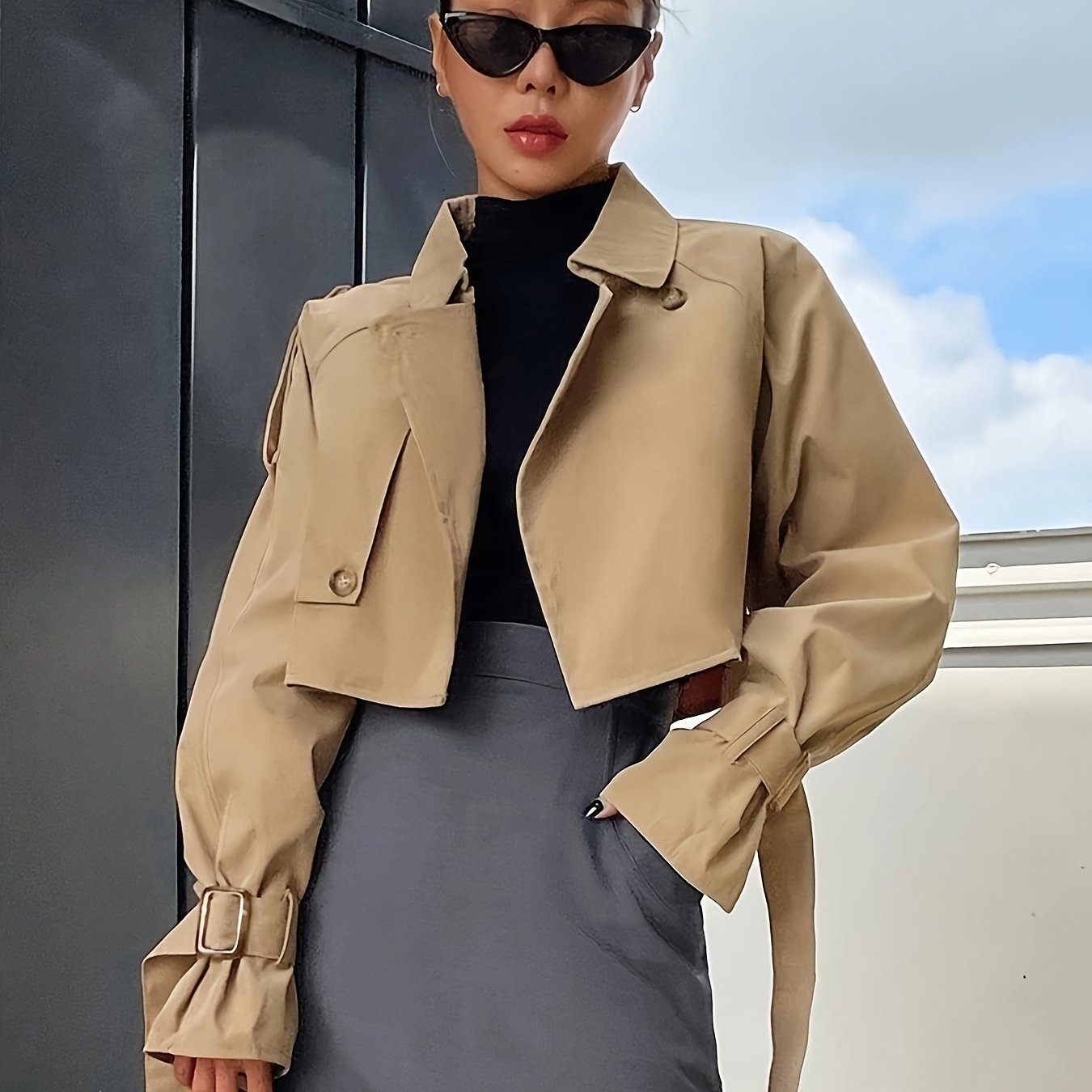 Women's Cropped Trench Coat - Elegant Sutton James