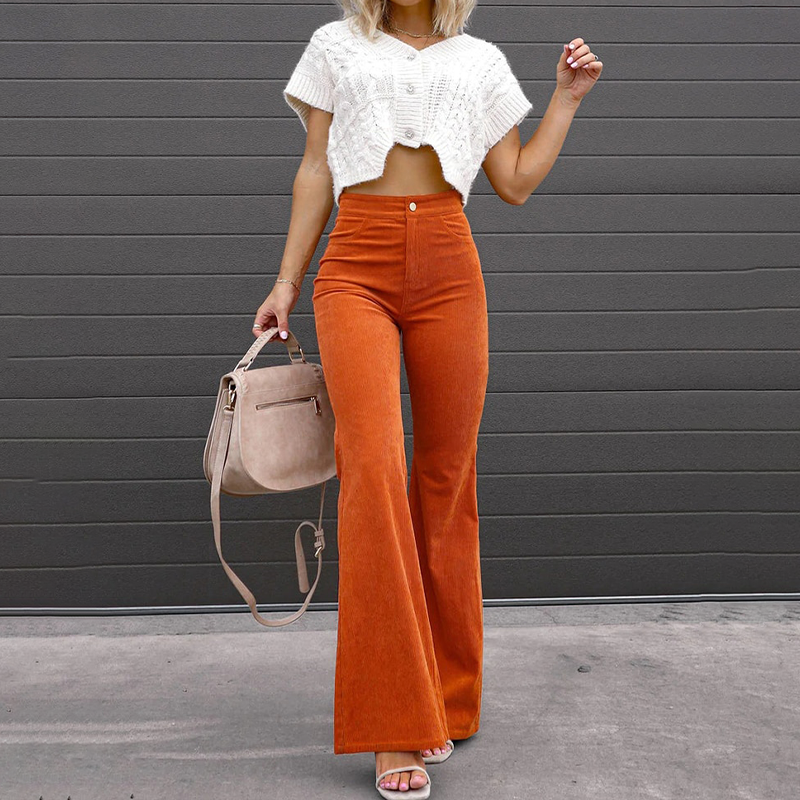 Haizea Pants | High-Waisted Corduroy Flared Pants for Women Sutton James