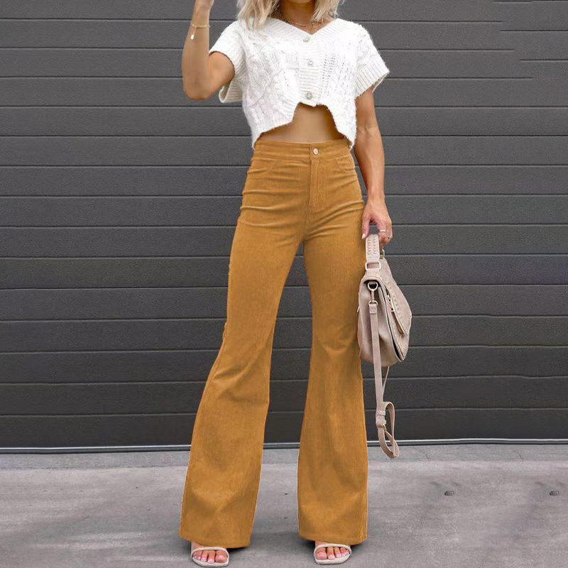 Haizea Pants | High-Waisted Corduroy Flared Pants for Women Sutton James