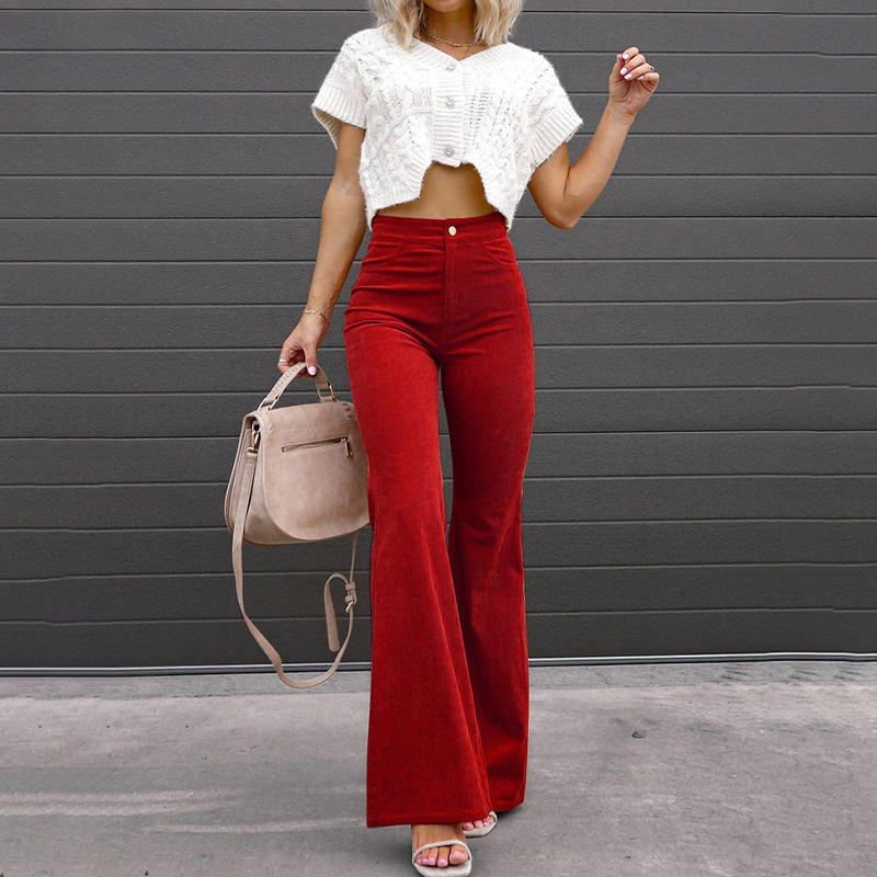 Haizea Pants | High-Waisted Corduroy Flared Pants for Women Sutton James
