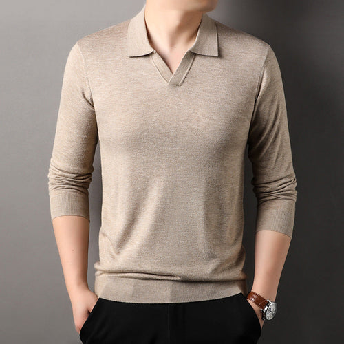 Benjamin | Men's Long Sleeve V-Neck Polo Shirt Sutton James