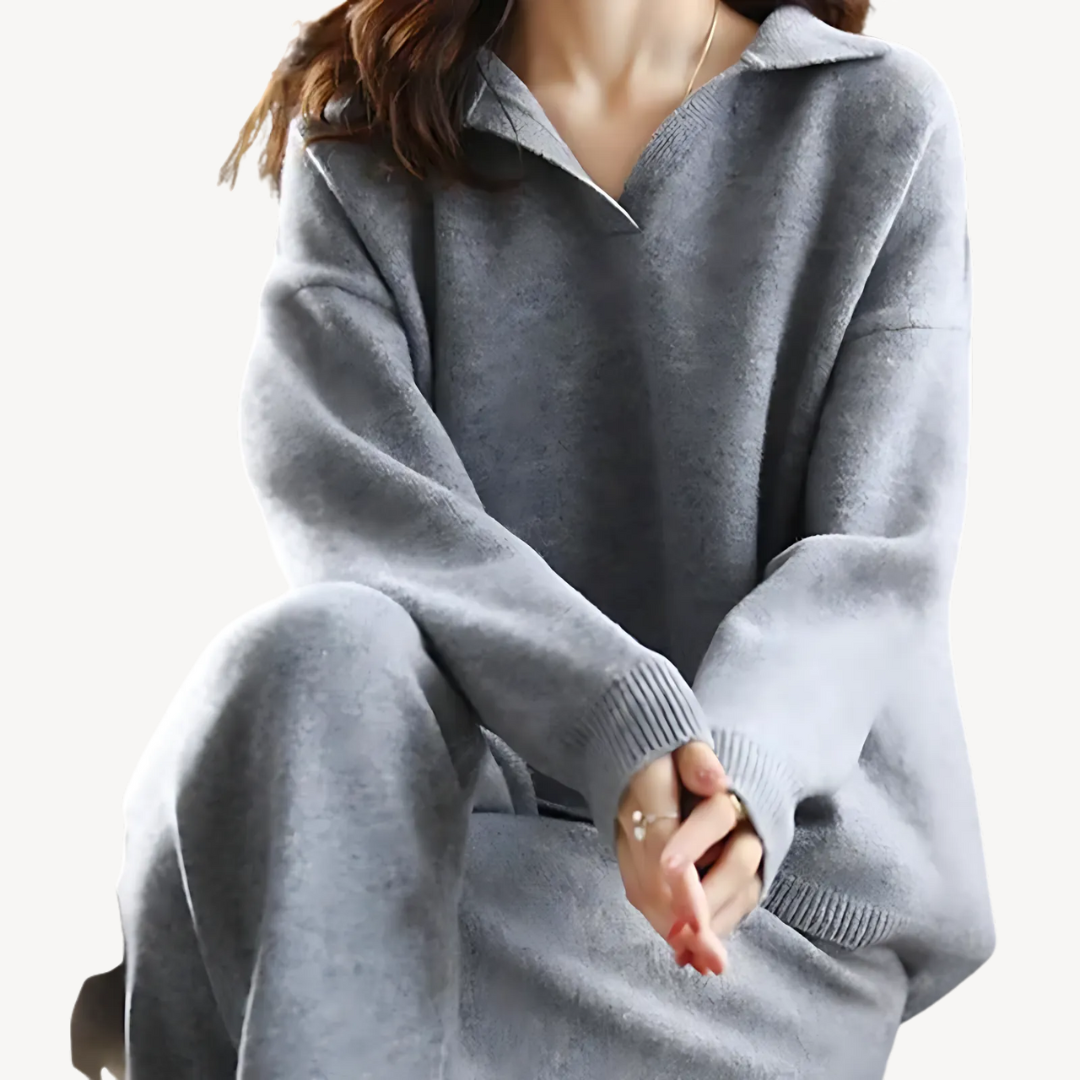 Casual Polo Knit Sweater Set for Women Sutton James