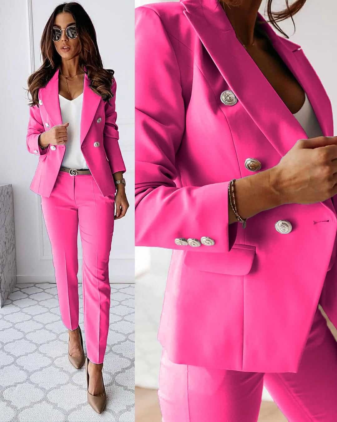 Women's Double Breast Blazer and Trouser Co-ords Set Sutton James