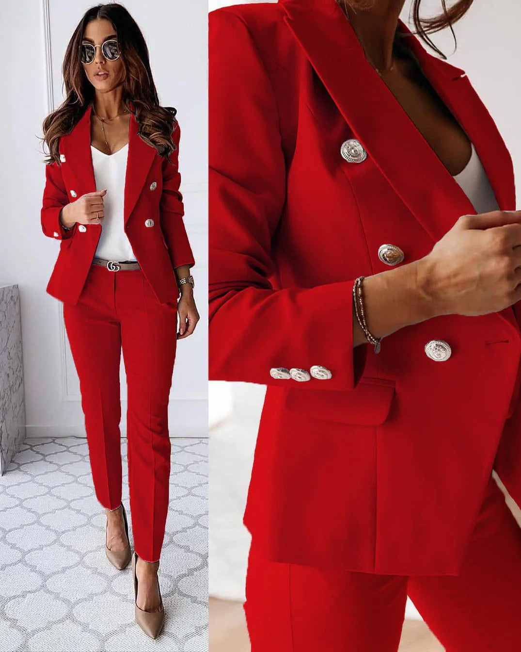 Women's Double Breast Blazer and Trouser Co-ords Set Sutton James