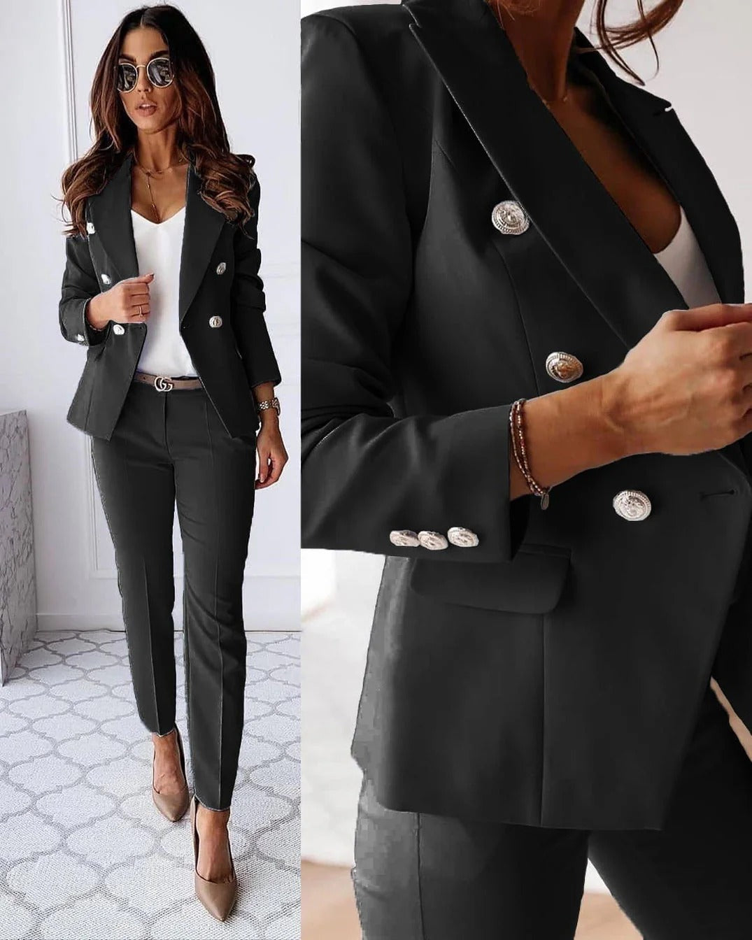 Women's Double Breast Blazer and Trouser Co-ords Set Sutton James