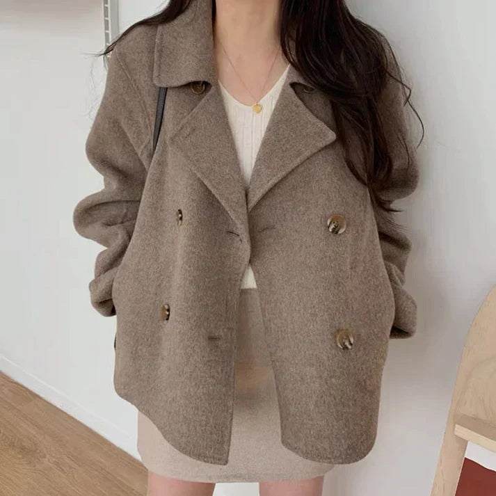 Women’s Coat – Oversized Fit – Soft Wool – Double-Breasted – Hip Length Sutton James