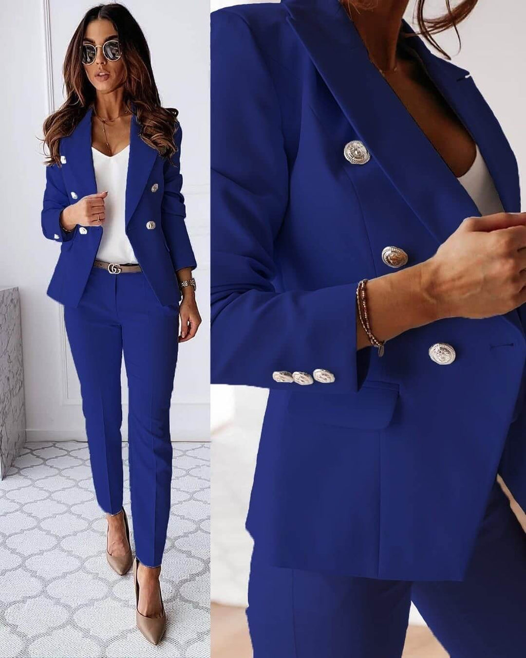 Women's Double Breast Blazer and Trouser Co-ords Set Sutton James