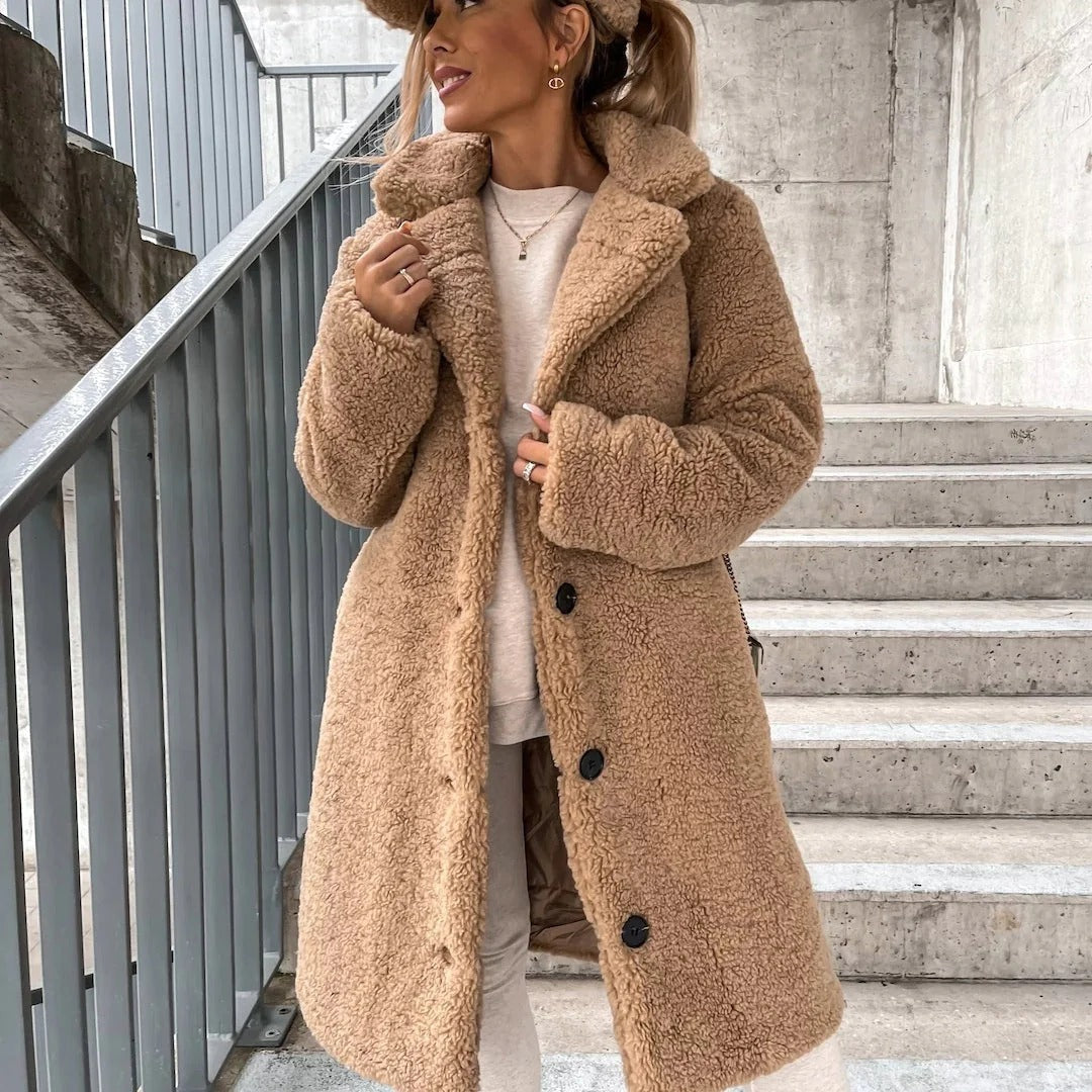 Women’s Long Teddy Coat – Oversized Fit – Faux Shearling Sutton James