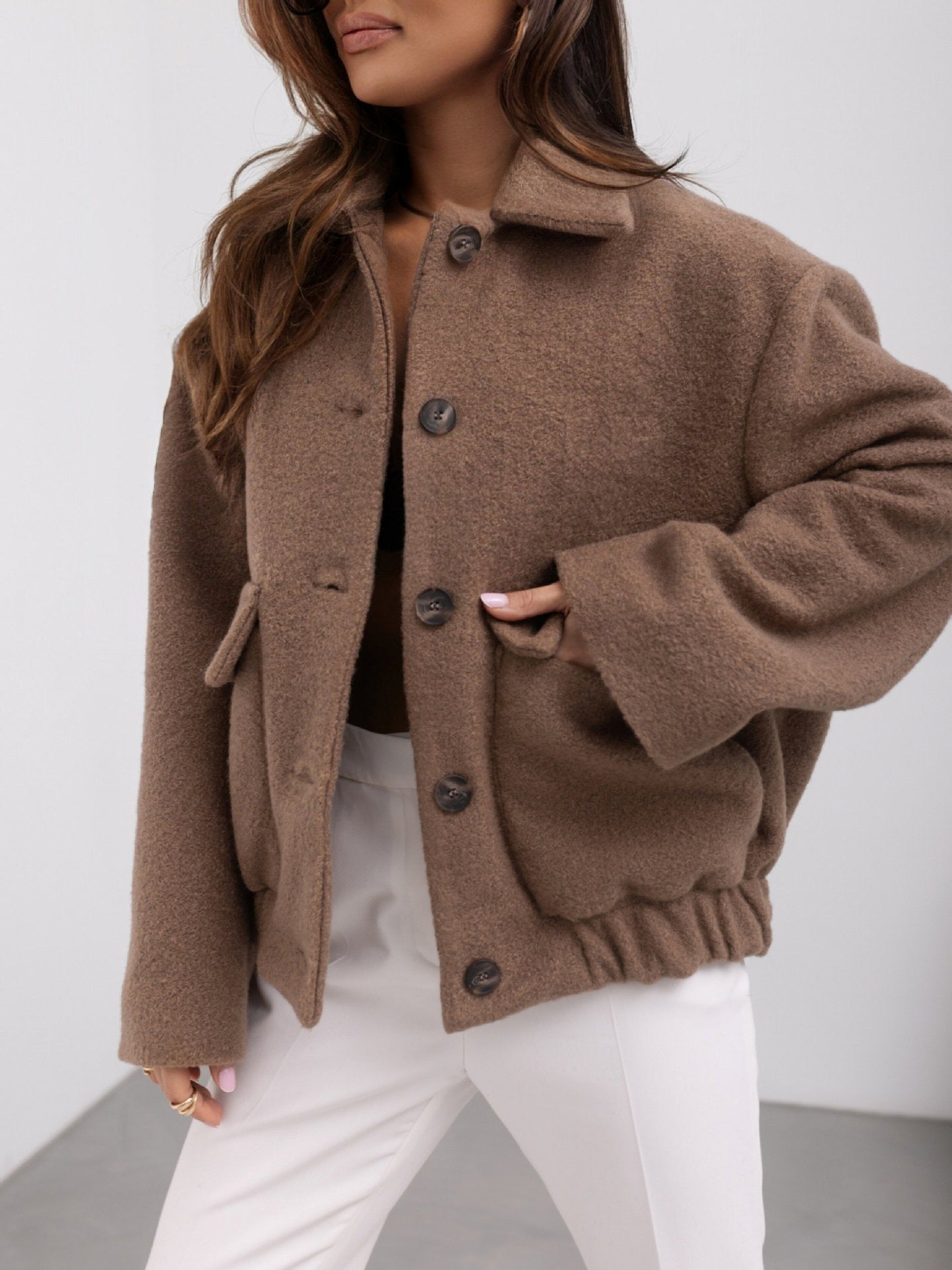 Women’s Wool Blazer - Oversized Fit – Single Breasted – Lapel Collar – Front Pockets Sutton James