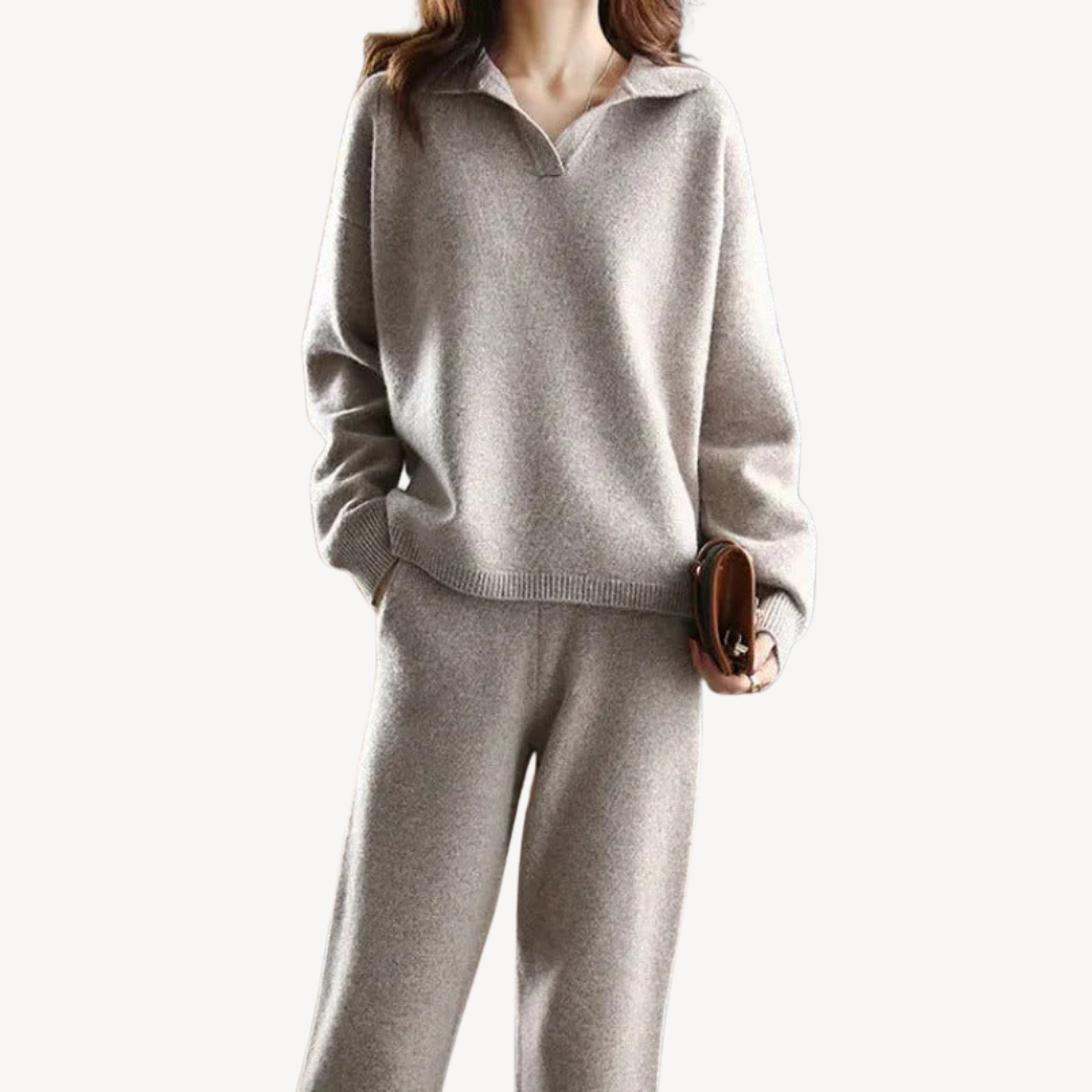 Casual Polo Knit Sweater Set for Women Sutton James