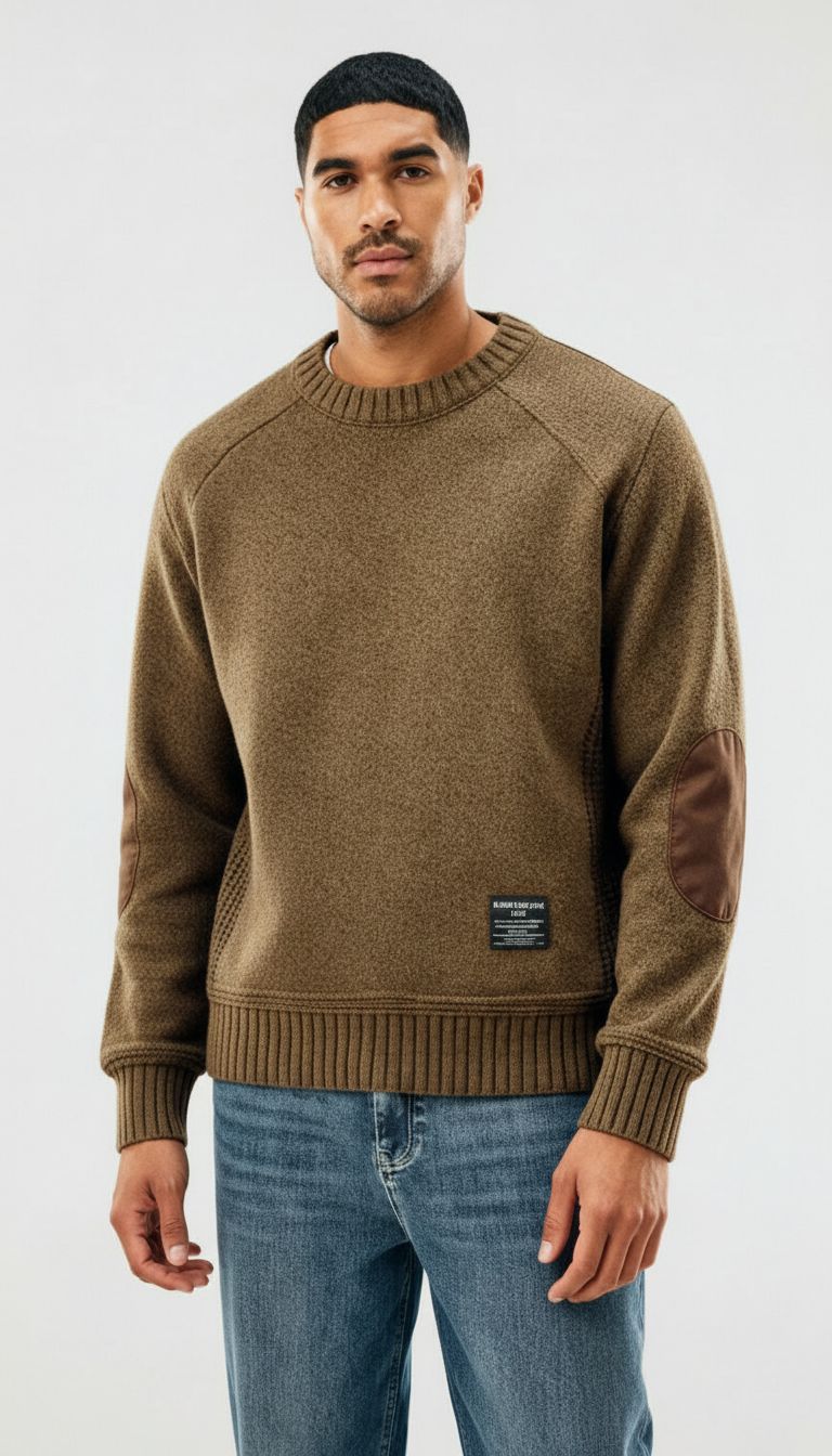 Men's Crew Neck Elbow Patch Sweater – Sutton James