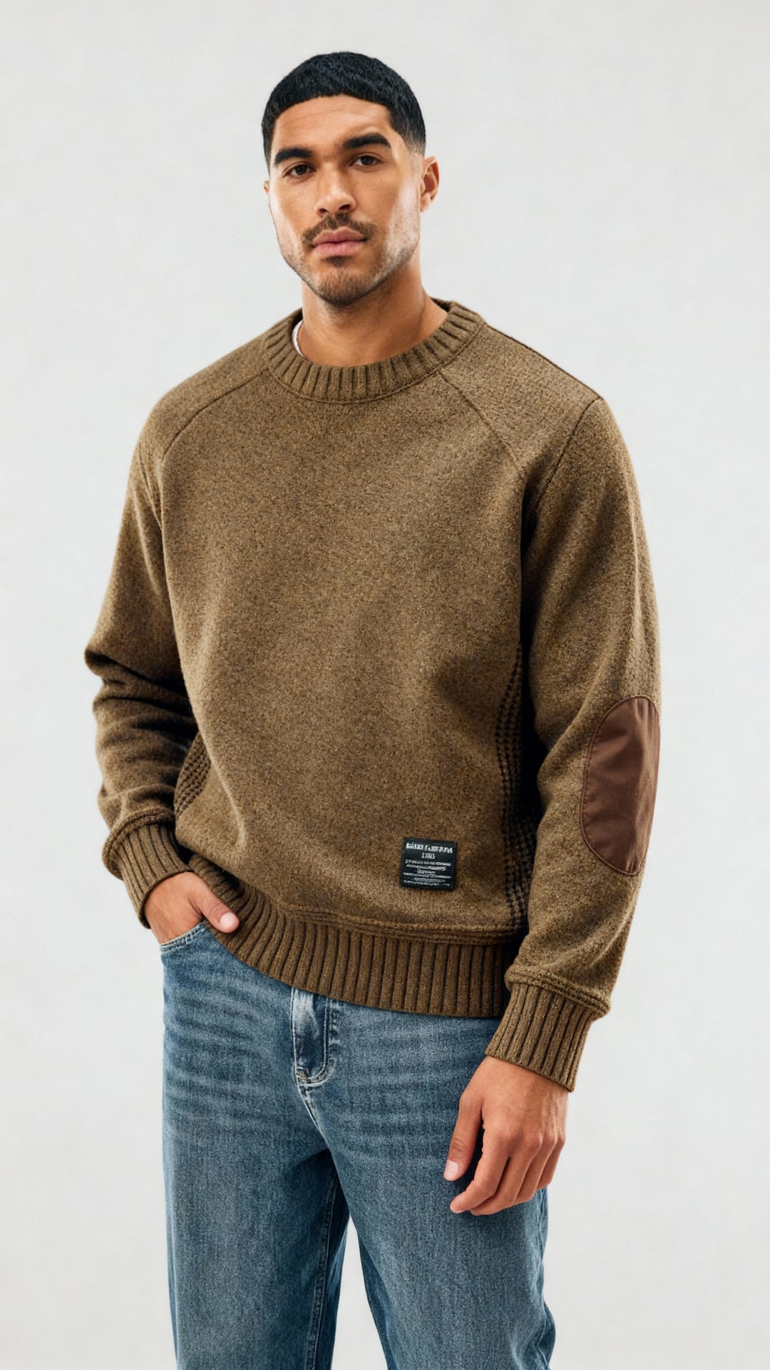 Men's Crew Neck Elbow Patch Sweater – Sutton James