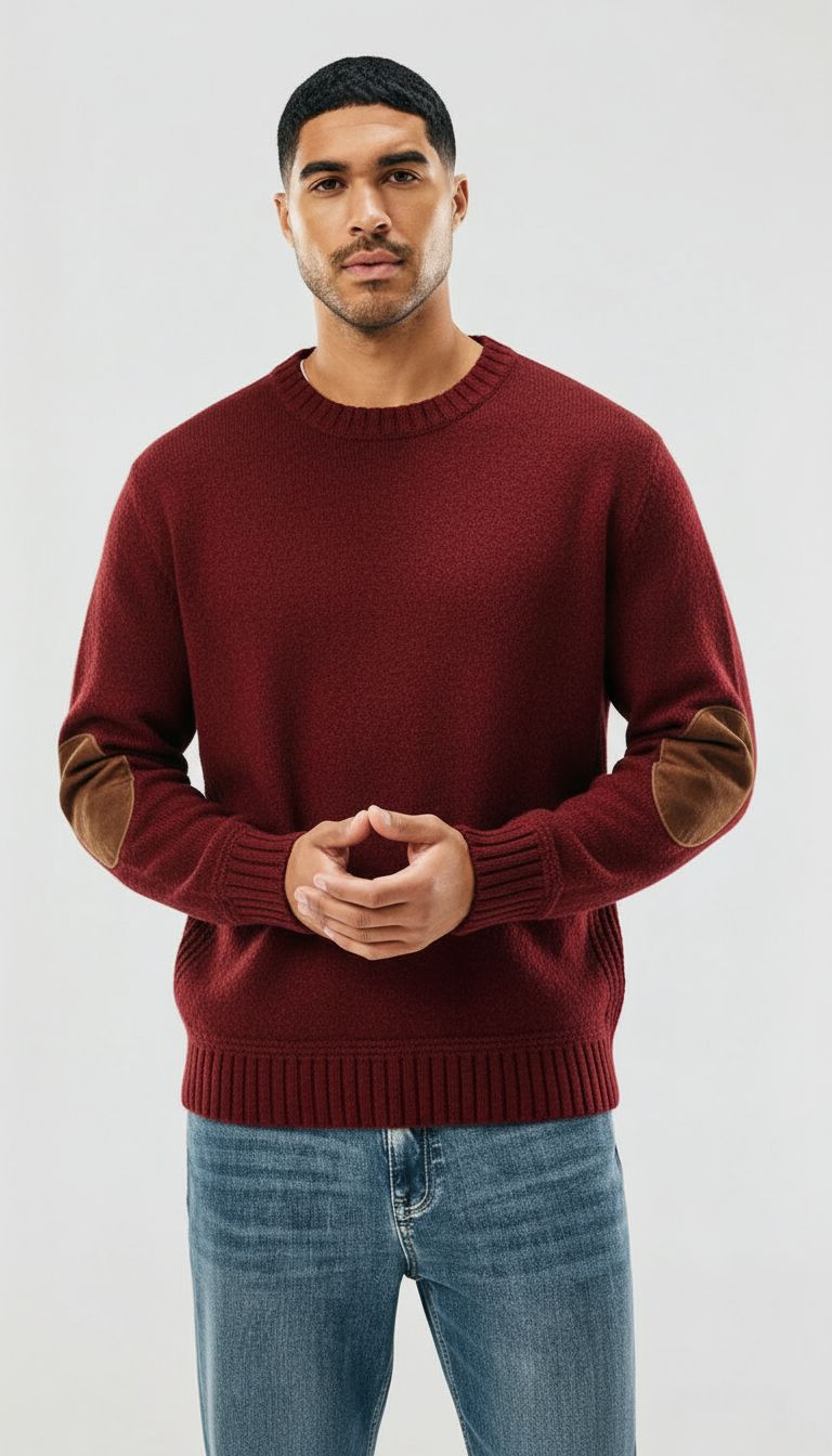 Men's Crew Neck Elbow Patch Sweater – Sutton James