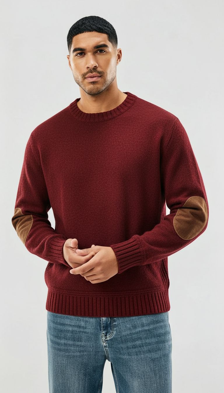 Men's Crew Neck Elbow Patch Sweater – Sutton James