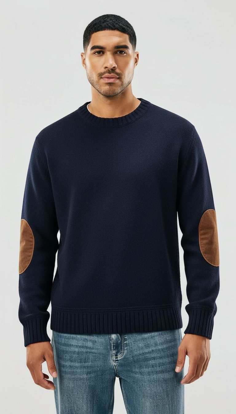 Men's Crew Neck Elbow Patch Sweater – Sutton James