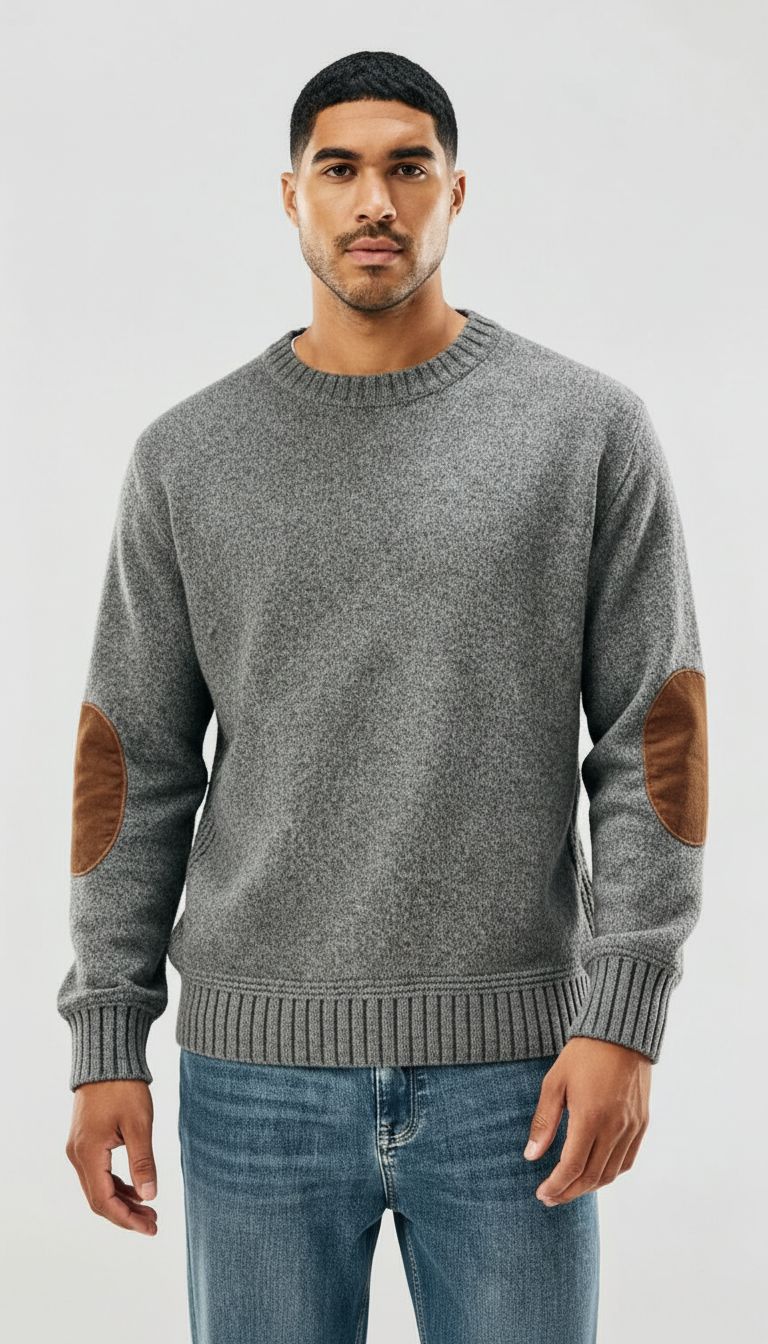 Men's Crew Neck Elbow Patch Sweater – Sutton James