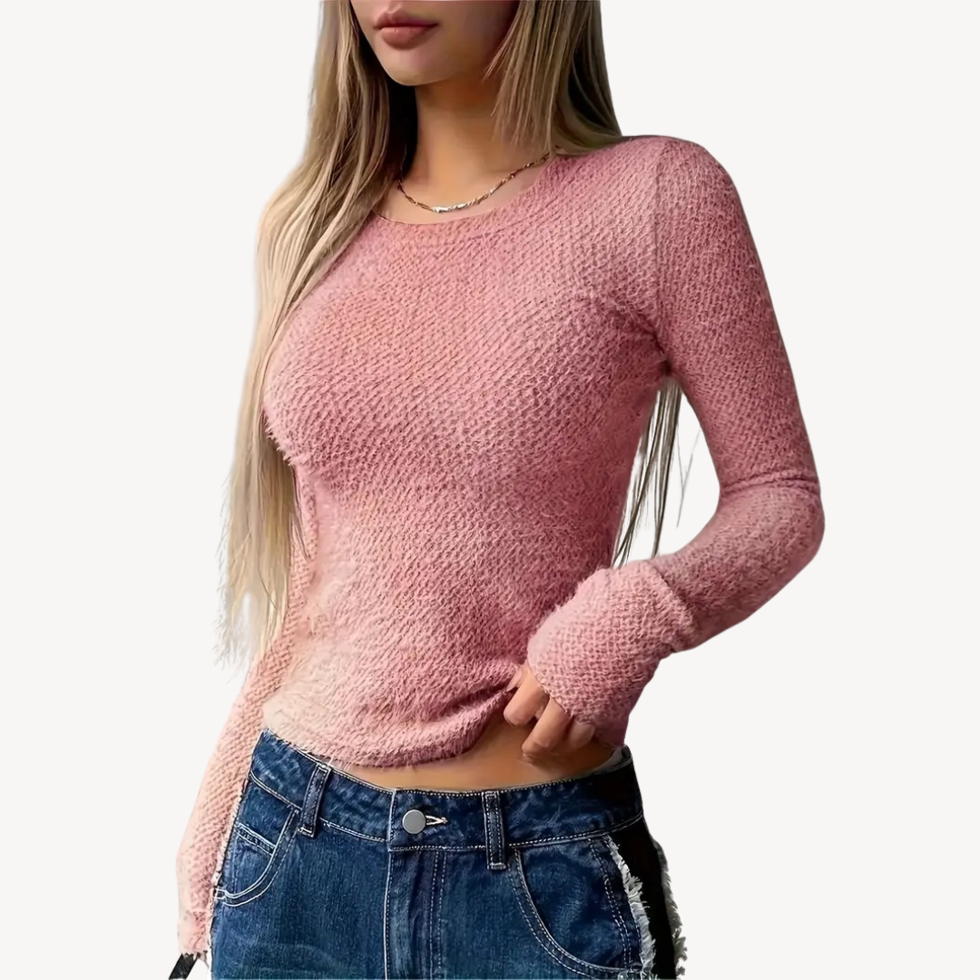 Ribbed Long Sleeve Top for Women Sutton James