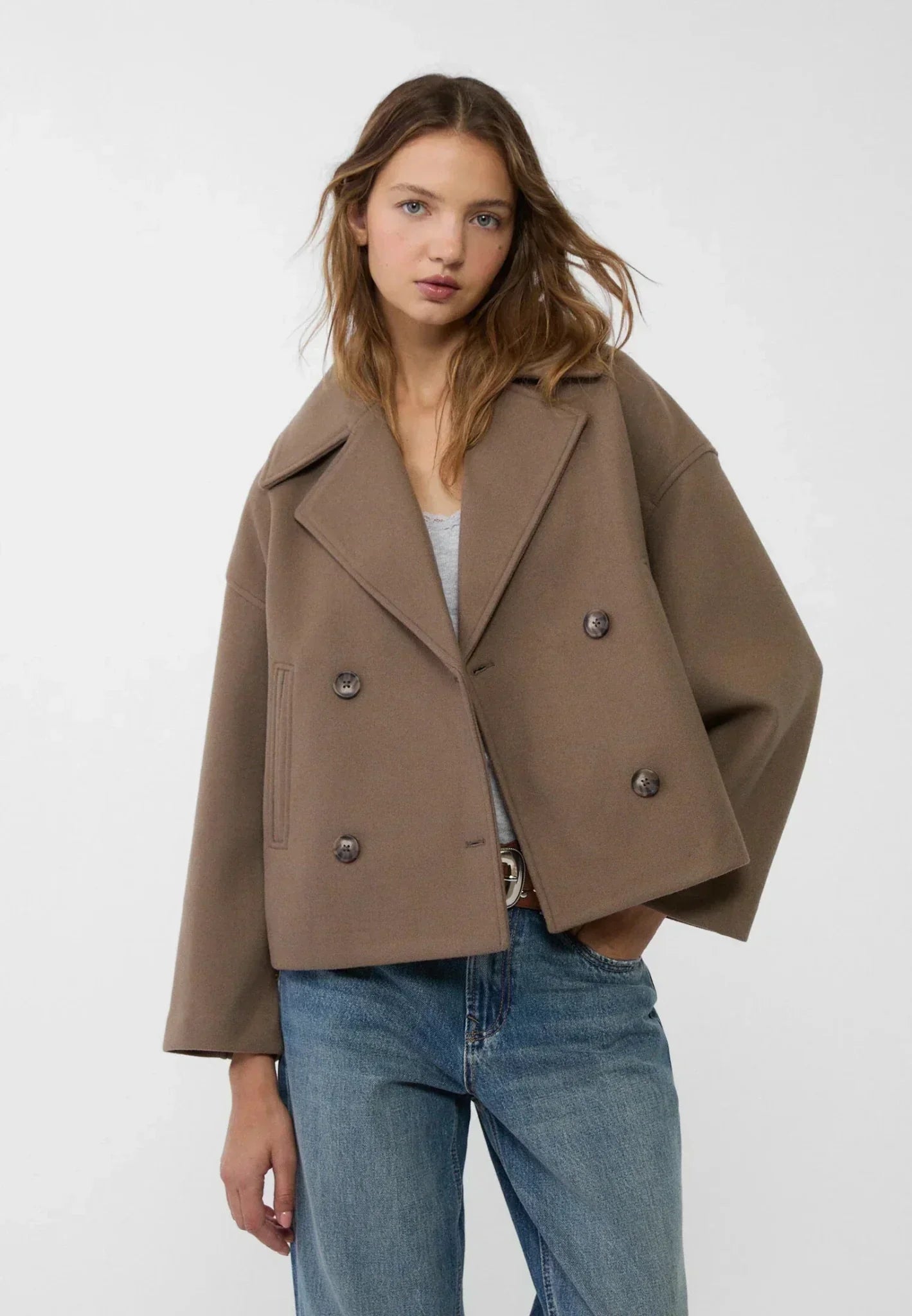Women's Oversized Double-Breasted Short Jacket – Sutton James Sutton James