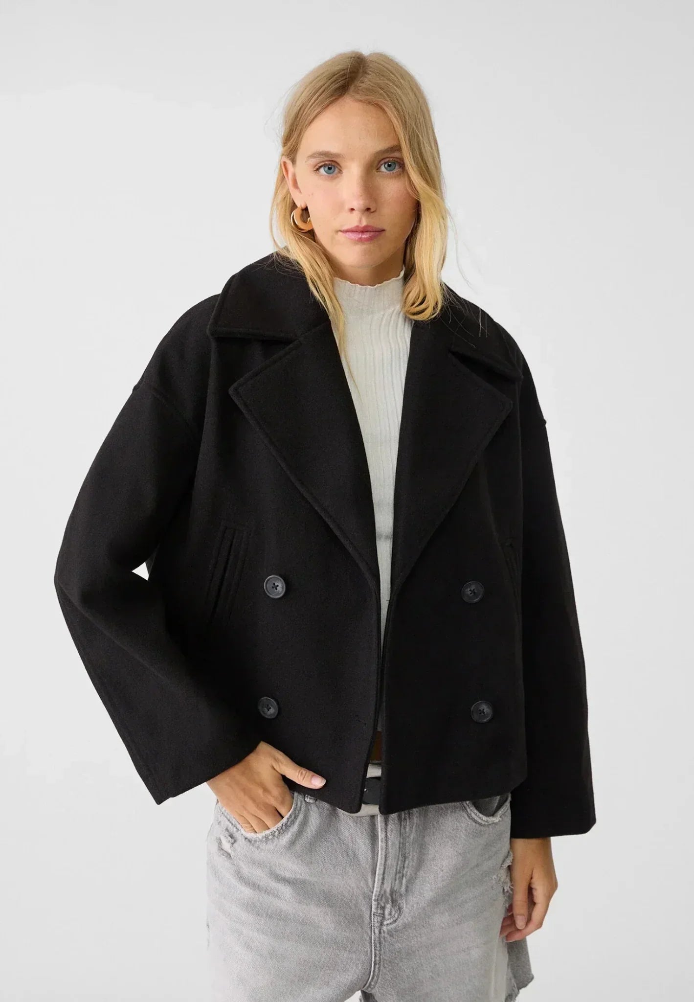 Women's Oversized Double-Breasted Short Jacket – Sutton James Sutton James